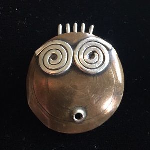 Brooch. Artisan, sterling, brass